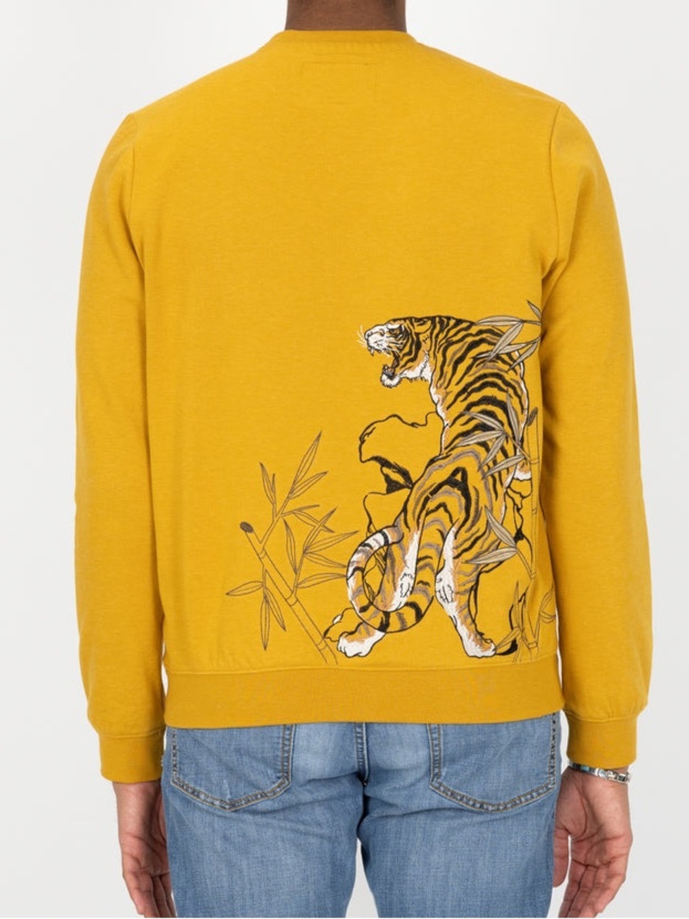 Blind Rooster Mustard Tiger Embroidered Fleece Sweatshirt Large